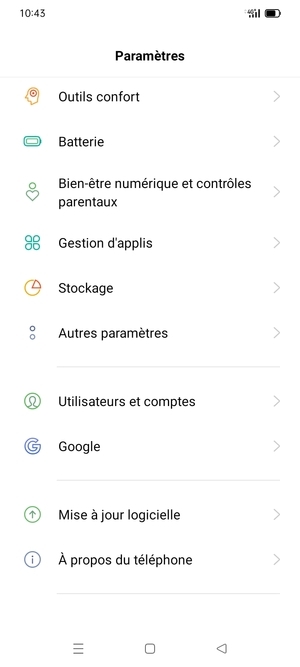 Faites défiler et sélectionnez Mise à jour logicielle