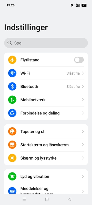 Vælg Forbindelse og deling