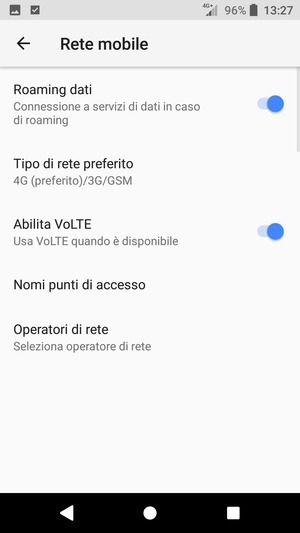 Attiva o disattiva Roaming dati