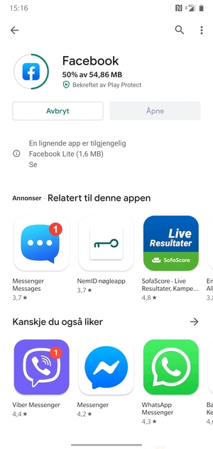 Vent til installasjonen er ferdig
