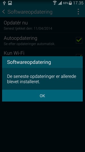 Hvis din telefon er opdateret, vælg OK