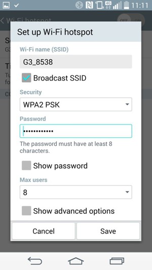 Enter a password of at least 8 characters and select Save