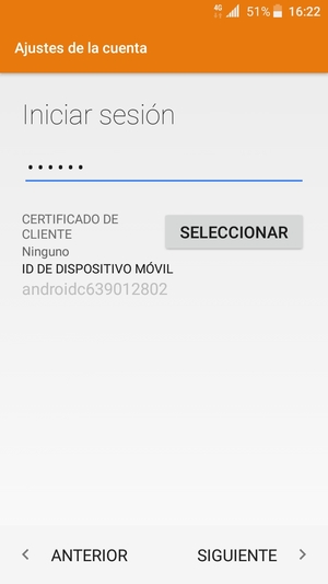 Introduzca su contraseña y seleccione SIGUIENTE