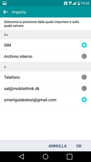 Seleziona la scheda SIM