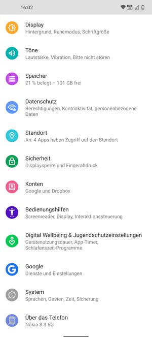 Scrollen Sie und wählen Sie System