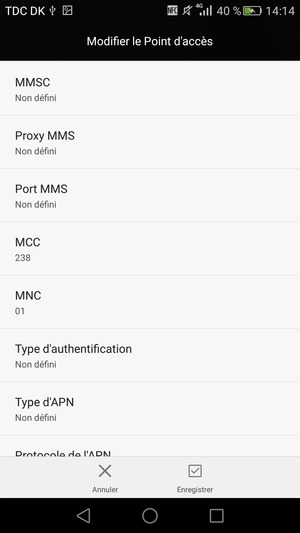 Faites défiler vers le bas et saisissez les informations MMS