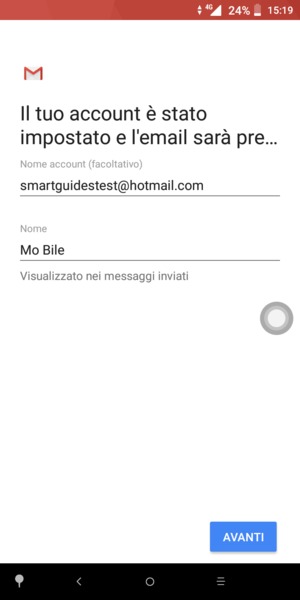 Scegli un nome per il tuo account e inserisci il tuo nome. Seleziona AVANTI