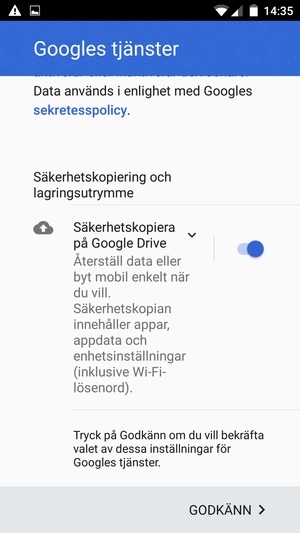 Välj GODKÄNN