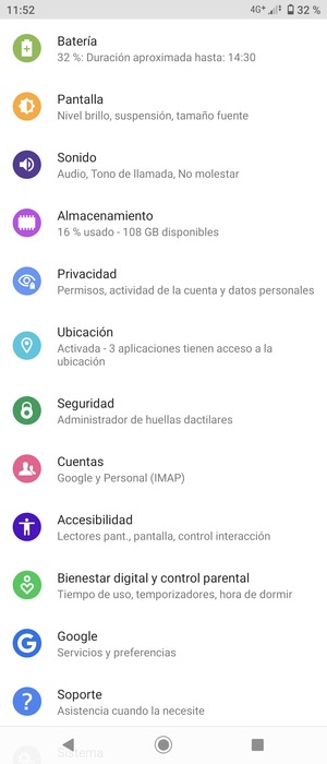 Desplácese y seleccione Seguridad