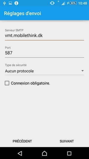 Décochez la case Connexion obligatoire. et sélectionnez SUIVANT