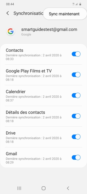 Sélectionnez Sync maintenant