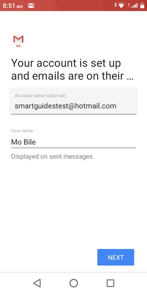 Give your account a name and enter your name. Select NEXT