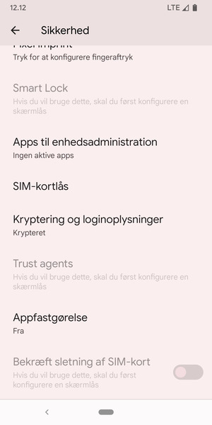 Scroll til og vælg SIM-kortlås