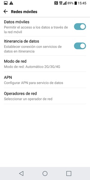 Activar o desactivar Itinerancia de datos