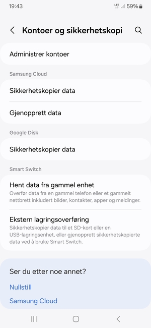 Bla til Google Disk og velg Sikkerhetskopier data