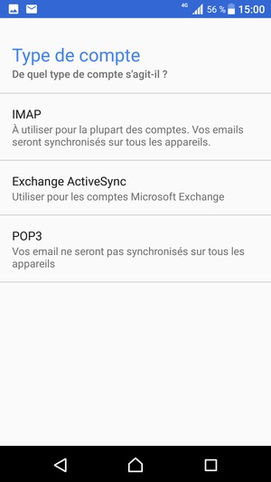 Sélectionnez Exchange ActiveSync