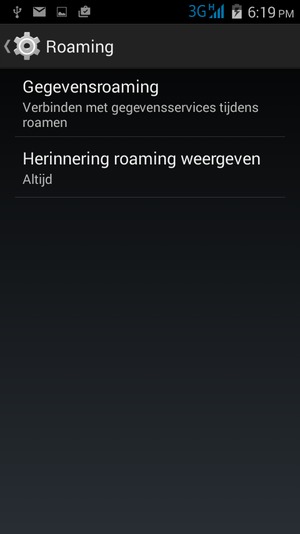 Selecteer Gegevensroaming