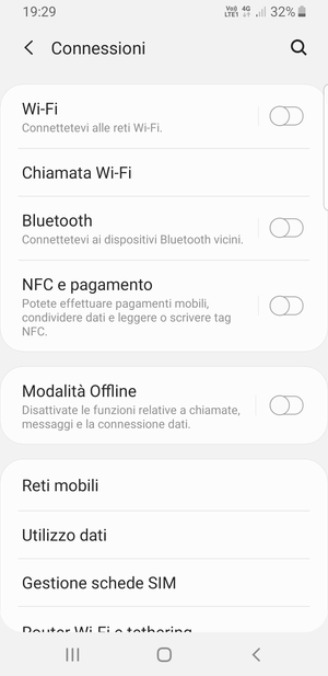 Seleziona Reti mobili