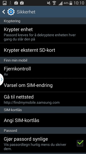 Velg Angi SIM-kortlås