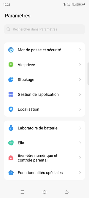 Faites défiler et sélectionnez Mot de passe et sécurité