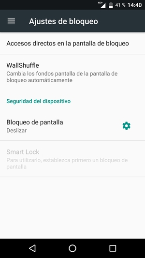 Seleccione Bloqueo de pantalla