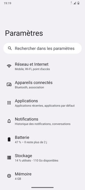 Sélectionnez Réseau et Internet