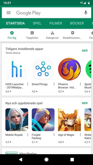 Tryck på sökfältet