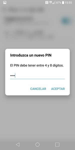 Introduzca su Nuevo PIN y seleccione ACEPTAR
