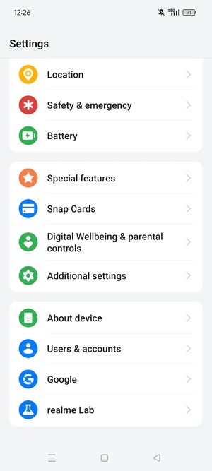 Scroll to and select About device