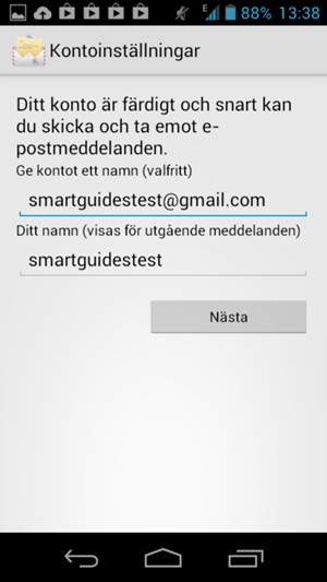 Ge ditt konto ett namn och ange ditt namn. Välj Nästa