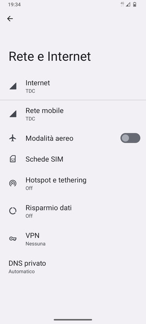Seleziona Rete mobile