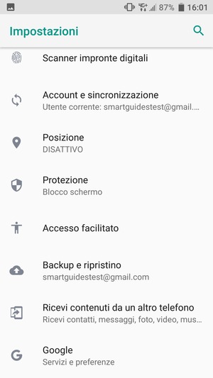 Scorri e seleziona Protezione