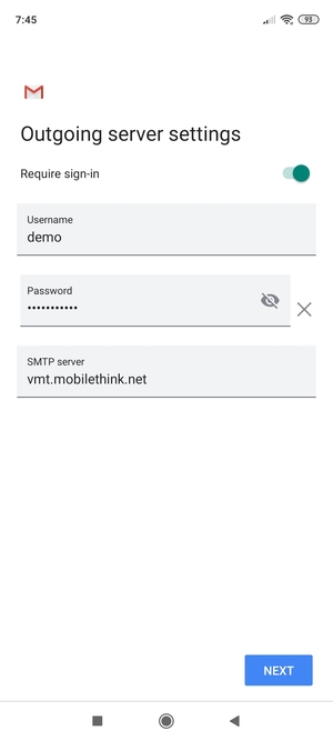 Enter Outgoing server address