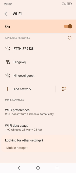 Select the wireless network you want to connect to