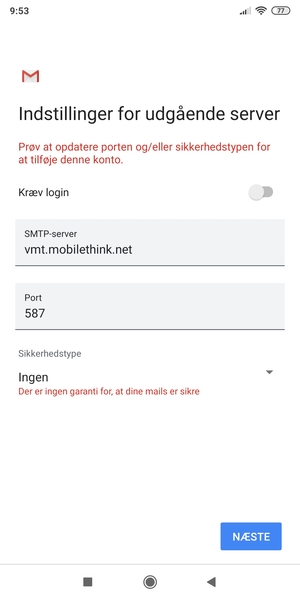 Vælg NÆSTE