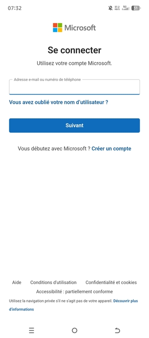 Saisissez votre adresse Hotmail et sélectionnez Suivant