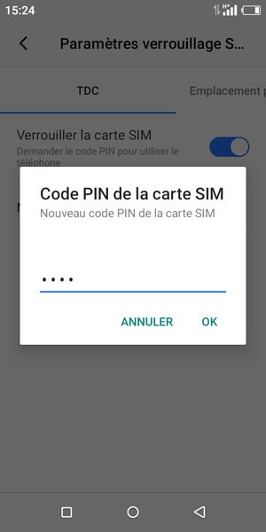 Saisissez votre Nouveau code PIN de la carte SIM et sélectionnez OK