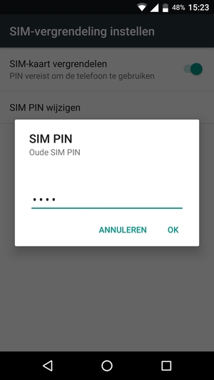 Voer uw Oude SIM PIN in en selecteer OK