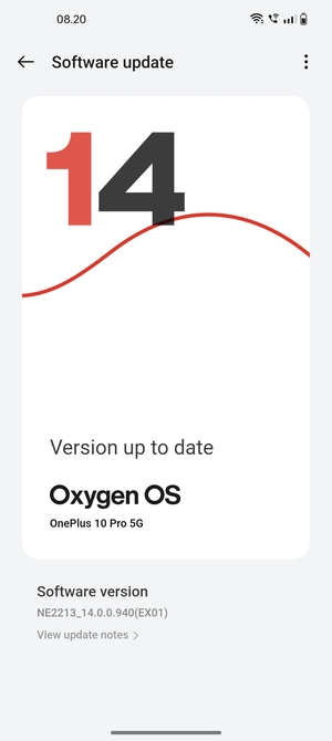 If your phone is up to date, you will see the following screen