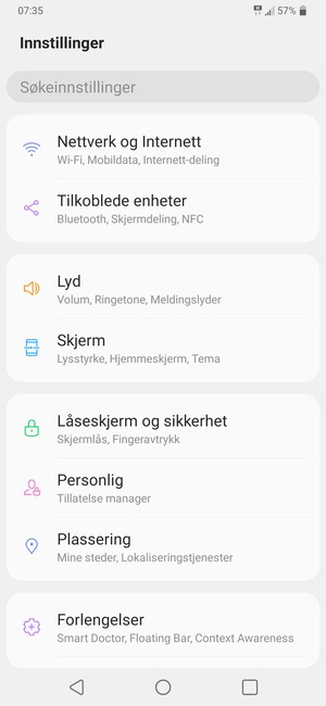 Velg Nettverk og Internet