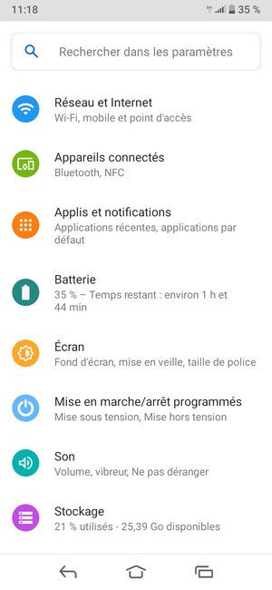 Sélectionnez Réseau et Internet