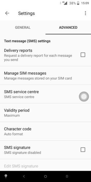 Select SMS service centre