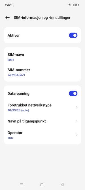 Slå Dataroaming på eller av