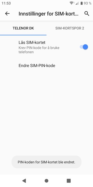 Din PIN-kode er endret