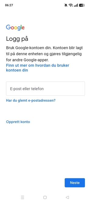 Skriv inn din Gmail-adresse og velg Neste