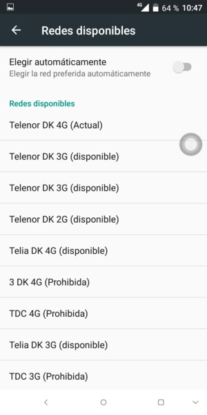 Seleccione un operador de red de la lista