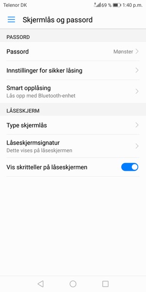 Telefonen din er nå sikret med en skjermlås