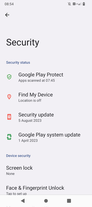 Select Screen lock