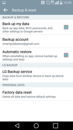 Select Backup account