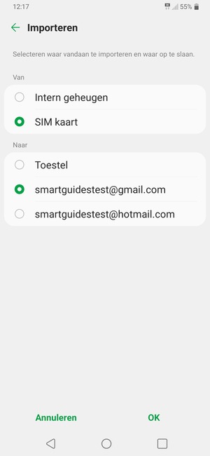 Selecteer uw Google-account en selecteer vervolgens OK